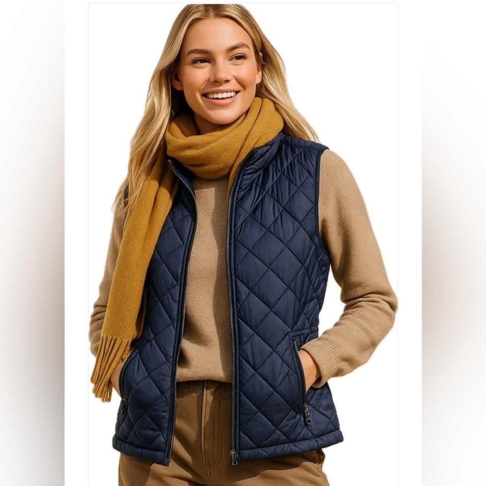Abercrombie & Fitch Navy Quilted Puffer Vest | Classic A&F Vest - Picture 3 of 11